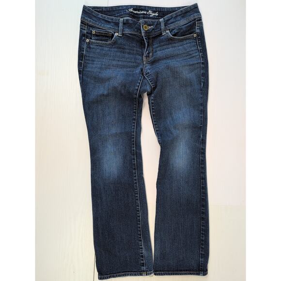 American Eagle Slim Boot Jeans Womens 8R Blue Stretch Low Rise Bootcut Denim - Picture 10 of 16